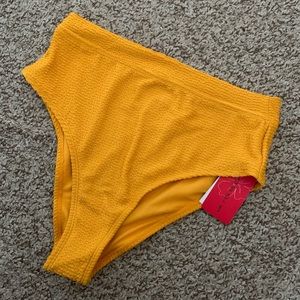 Unique vintage yellow high waist swim bathing suit bottoms